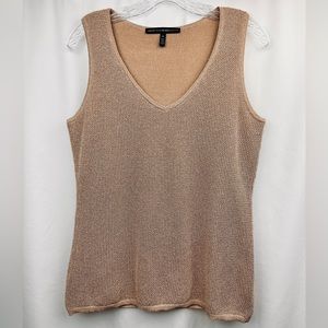 White House Black Market Sparkly V-Neck Loose Knit Sleeveless Sweater Size M